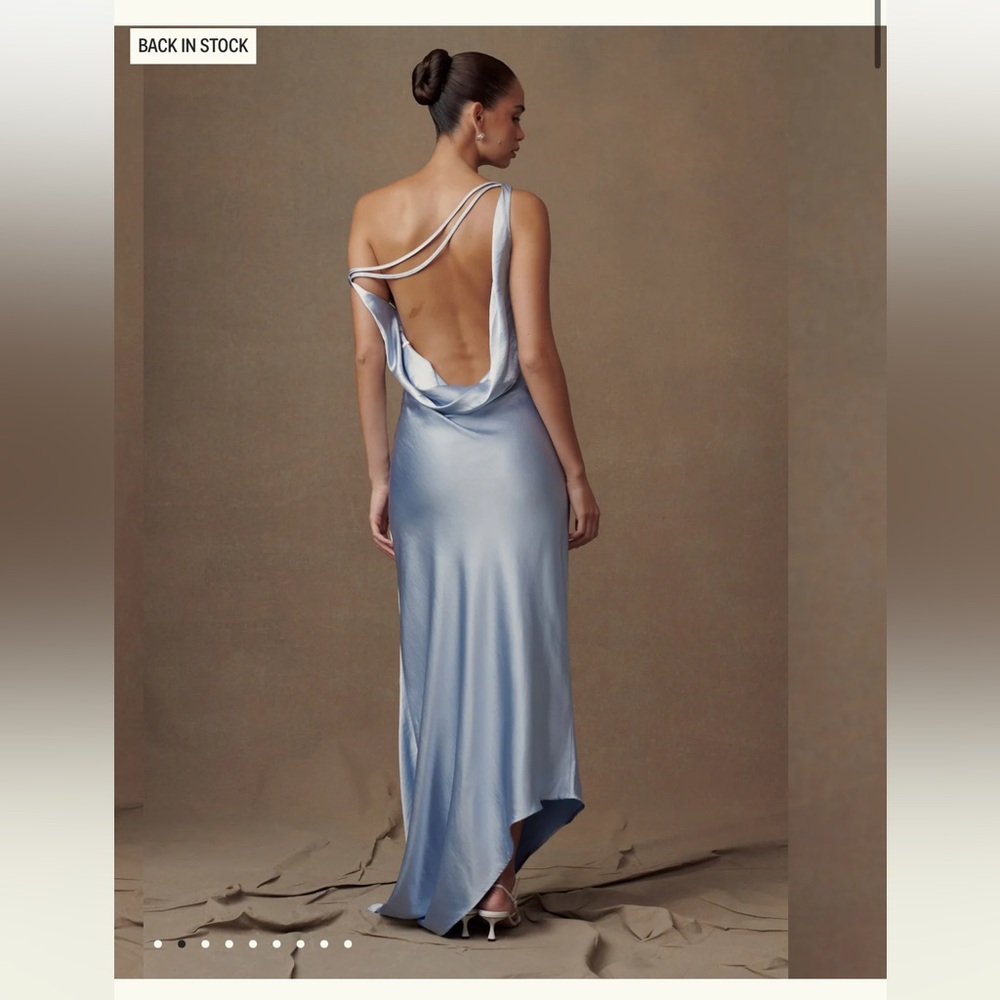 Meshki Yvette Slip Maxi Dress With Asymmetrical Hem - Cornflower Blue Small - Picture 2 of 10